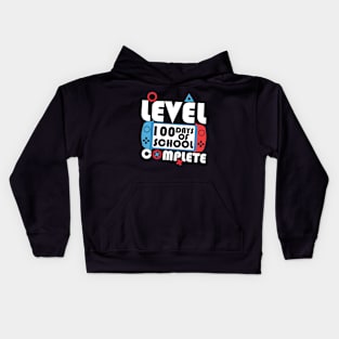 Level 100 Days Of School Complete for boys Gamer Video Kids Hoodie